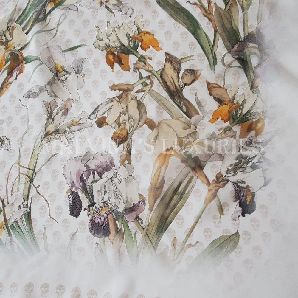 ALEXANDER MCQUEEN SCARF WILD IRIS SKULL PRINT SILK 54